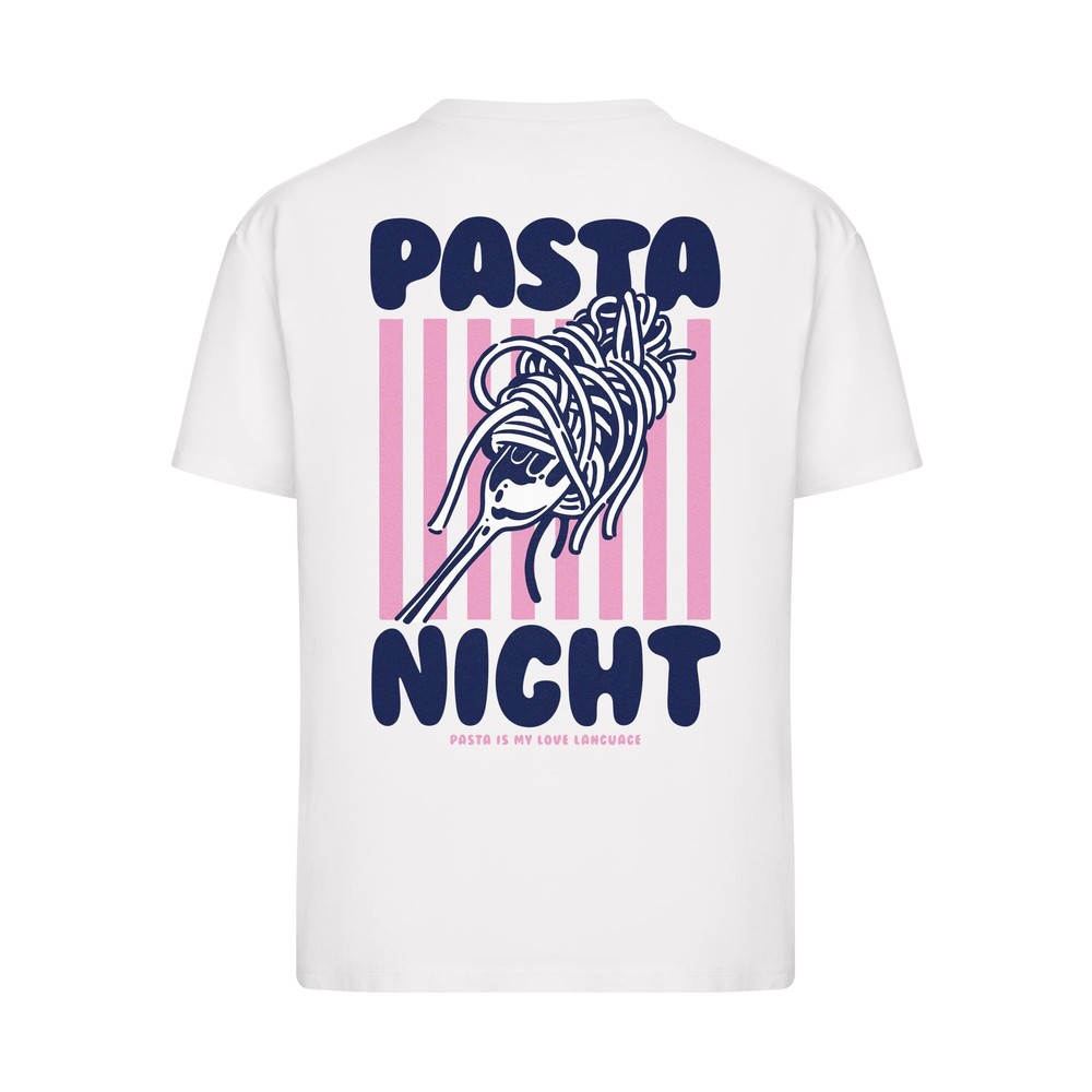 Miss Tee - Pasta Night Love Language Dames Tshirt - Wit